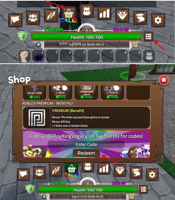 King Legacy Codes code redemption guide